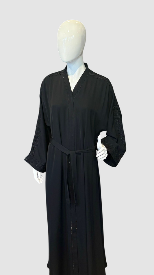 Abaya Noire Glamour à Perles
