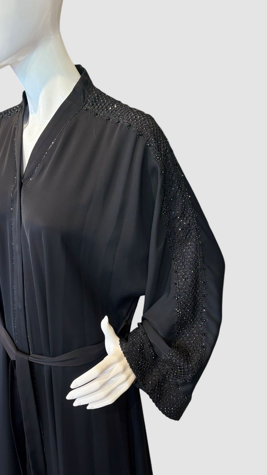 Abaya Noire Glamour à Perles